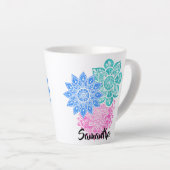 Türkisblaue Mandalas in Rosa Milchtasse (Rechte Ecke)