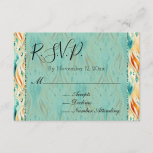 Türkisblaue Mandarine Abstrakt Jewel Wedding RSVP Begleitkarte