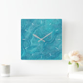 Türkisblaue Marbella-Musteruhr Quadratische Wanduhr (Zuhause)