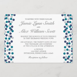 Türkisblaue Marine Graue Polka Dot Hochzeit Einlad Einladung