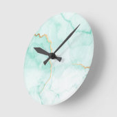 türkisblaue Marmorfliesen Runde Wanduhr (Winkel)