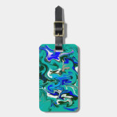 Türkisblaue Marmorstruktur Gepäckanhänger (Vorderseite vertikal)