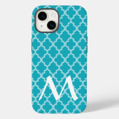 Türkisblaue marokkanische Moods Quatrefoil Case-Mate iPhone Hülle (Rückseite)