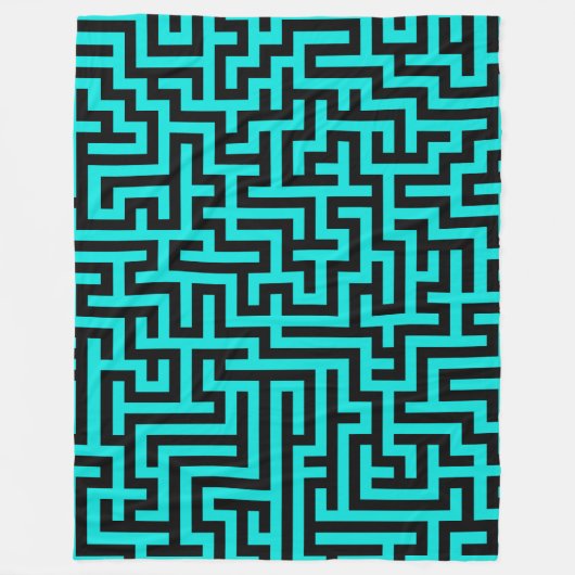 Türkisblaue Maze Lines Fleecedecke (Vorderseite)