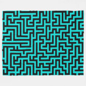 Türkisblaue Maze Lines Fleecedecke (Vorderseite (Horizontal))