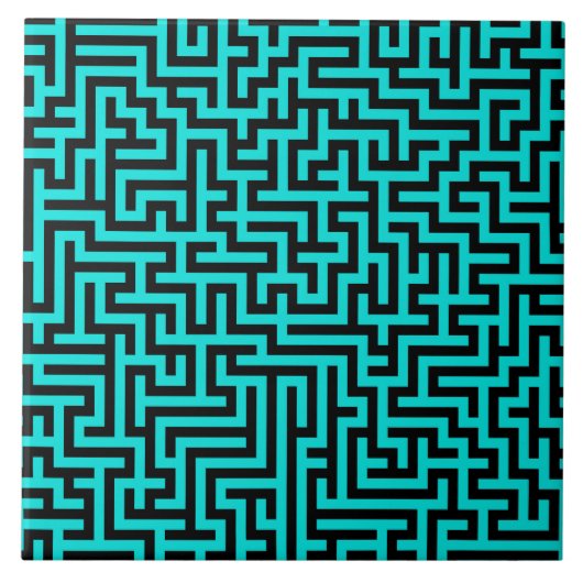 Türkisblaue Maze Lines Fliese (Vorderseite)