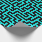 Türkisblaue Maze Lines Geschenkpapier (Ecke)