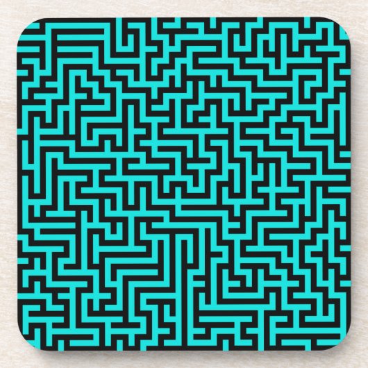 Türkisblaue Maze Lines Getränkeuntersetzer (Vorderseite)
