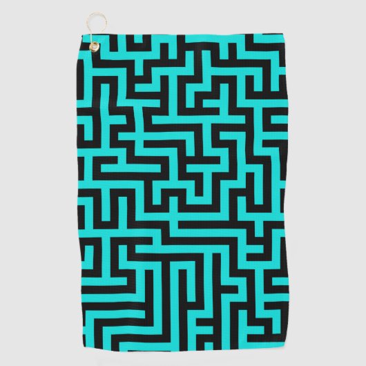 Türkisblaue Maze Lines Golfhandtuch (Vorderseite)