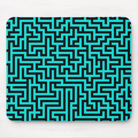 Türkisblaue Maze Lines Mousepad (Vorne)