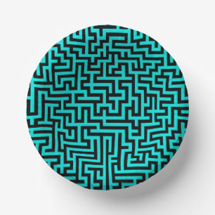 Türkisblaue Maze Lines Pappteller