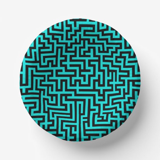 Türkisblaue Maze Lines Pappteller (Vorderseite)