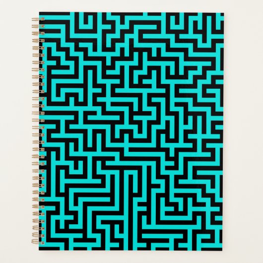 Türkisblaue Maze Lines Planer (Vorderseite)