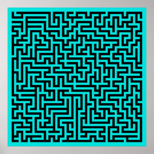 Türkisblaue Maze Lines Poster