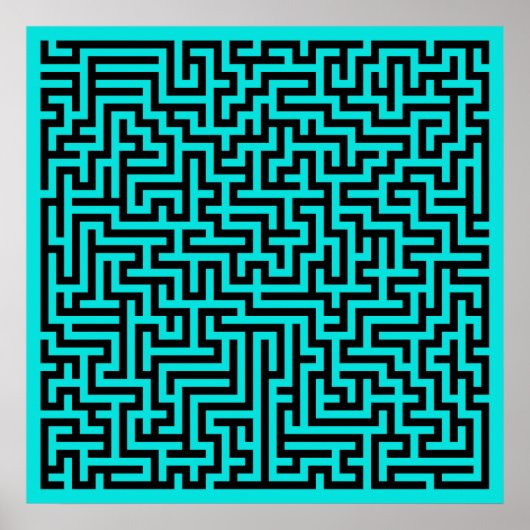 Türkisblaue Maze Lines Poster (Vorne)
