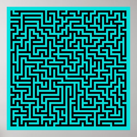Türkisblaue Maze Lines Poster (Vorne)