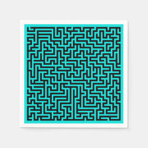 Türkisblaue Maze Lines Serviette