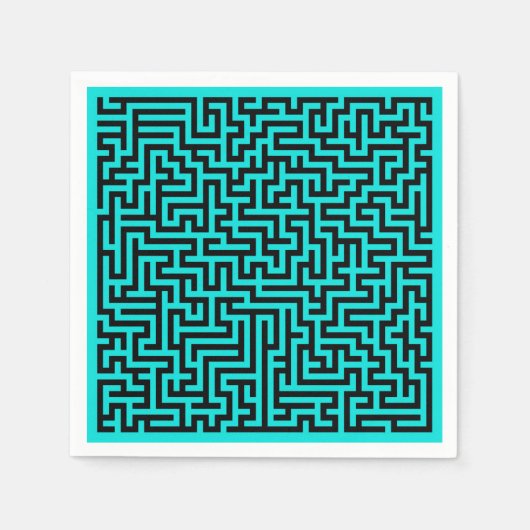 Türkisblaue Maze Lines Serviette (Vorderseite)