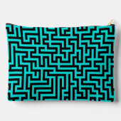 Türkisblaue Maze Lines Zubehörtasche (Rückseite)