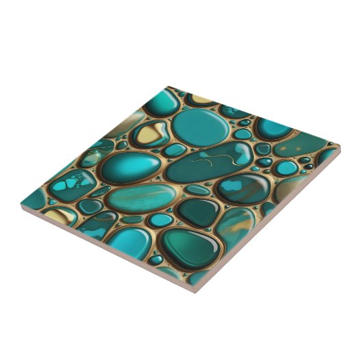 Türkisblaue Meereskies mit goldenem Akzent Fliese (Seite)