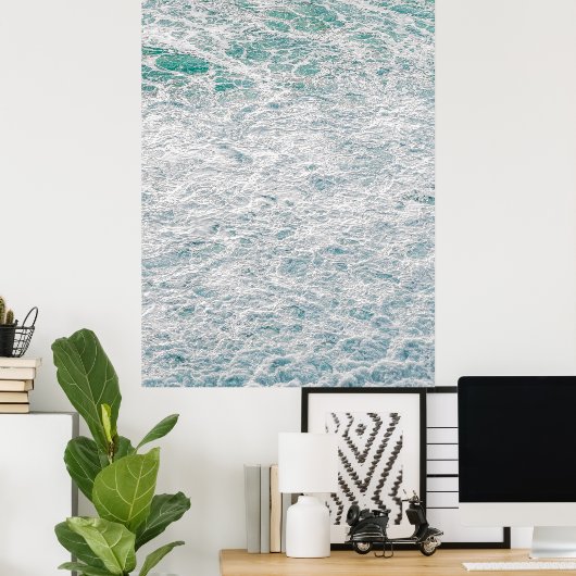 Türkisblaue Meeresschaum - Helles Küstenwasser Fot Poster (Heimbüro)