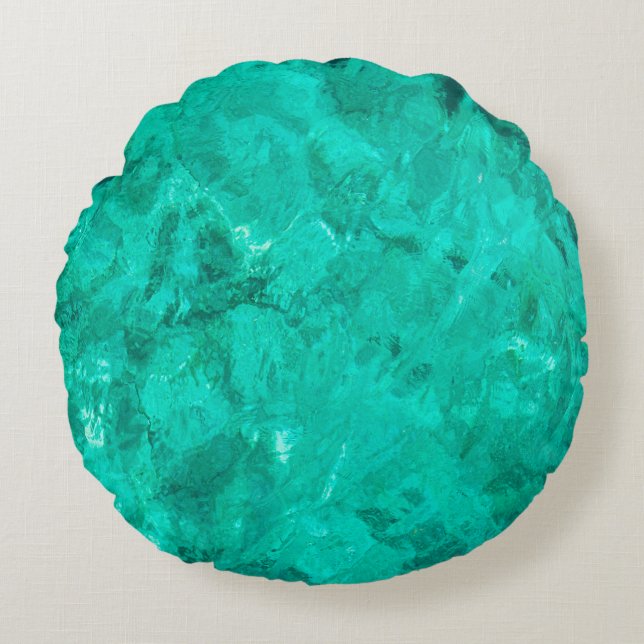 Türkisblaue Meereswelle Türkischer Hintergrund Rundes Kissen (Vorderseite)