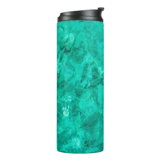 Türkisblaue Meereswelle Türkischer Hintergrund Thermosbecher (Nach links gedreht)