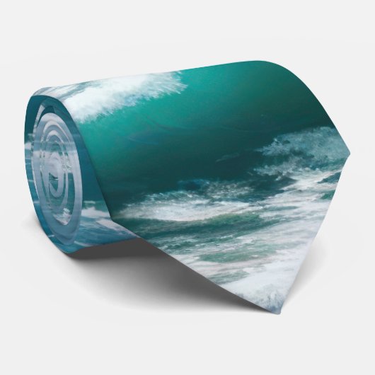Türkisblaue Meereswellen abstürzen Krawatte (Gerollt)