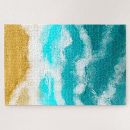 Türkisblaue Meereswellen, die den Sand treffen Puzzle (Horizontal)