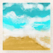 Türkisblaue Meereswellen Küstenküste Glasuntersetzer (Vorderseite)