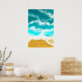 Türkisblaue Meereswellen Küstenmeerküstenposter Poster (Küche)