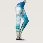 Türkisblaue Meereswellen Leggings (Rechts)