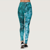 Türkisblaue Meereswellen Muster Leggings (Rückseite)