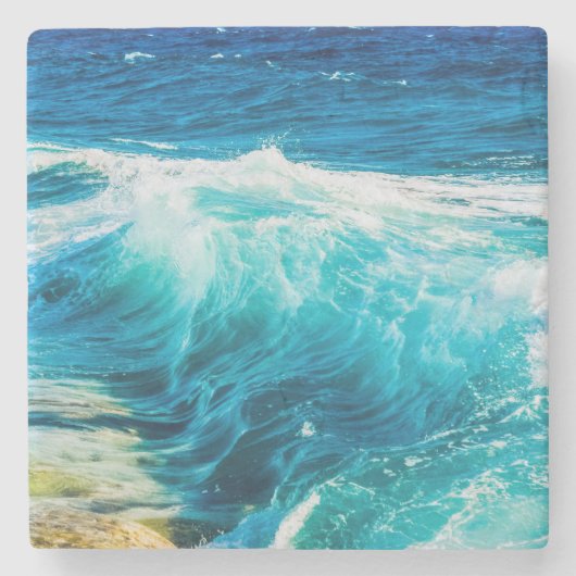 Türkisblaue Meereswellen Steinuntersetzer (Vorderseite)