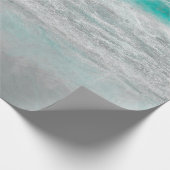 Türkisblaue Meereswellen tropische Küstenkunst Geschenkpapier (Ecke)