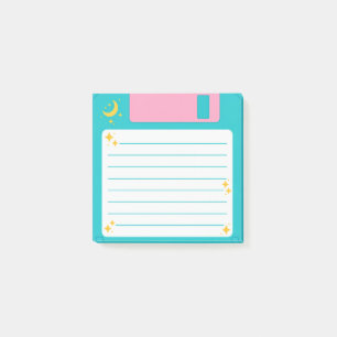 Türkisblaue Mond-Disketten-Notizen Post-it Klebezettel