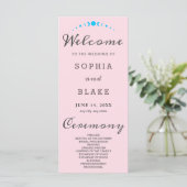 Türkisblaue Mondphasen Soft Pink Hochzeitsprogramm (Stehend Vorderseite)