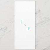 Türkisblaue Monogramm-Hochzeit Menükarte (Rückseite)