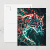 Türkisblaue Neon Fishing Cat Light Postkarte (Vorne/Hinten)