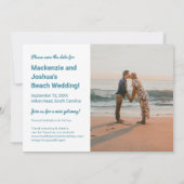 Türkisblaue Ocean Verlobung Foto Beach Hochzeit Save The Date (Rückseite)