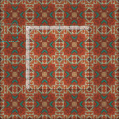 Türkisblaue Orange Aztec Mosaikmuster Stoff (Kachel)