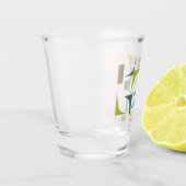 Türkisblaue Orange Grüne Ecken Mitte Jahrhundert M Schnapsglas (Links)