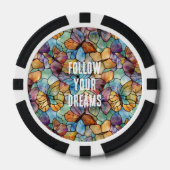 Türkisblaue Orange Lila Schmetterlinge Pokerchips (Vorderseite)