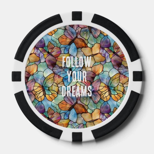 Türkisblaue Orange Lila Schmetterlinge Pokerchips (Vorderseite)