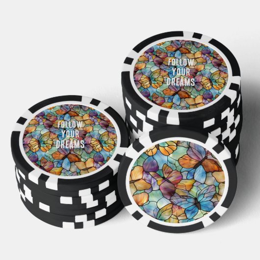Türkisblaue Orange Lila Schmetterlinge Pokerchips (Stapel)