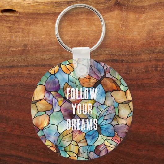 Türkisblaue Orange Lila Schmetterlinge Schlüsselanhänger (Vorderseite)