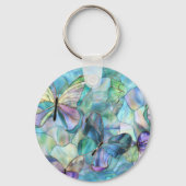 Türkisblaue Orange Lila Schmetterlinge Schlüsselanhänger (Rückseite)