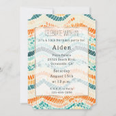 Türkisblaue Orange Peach Wasserfarbe Wavy Streifen Einladung (Vorderseite)