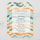 Türkisblaue Orange Peach Wasserfarbe Wavy Streifen Einladung (Vorne/Hinten)