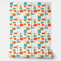Türkisblaue, orange schwarze Quadrate Linien Mitte